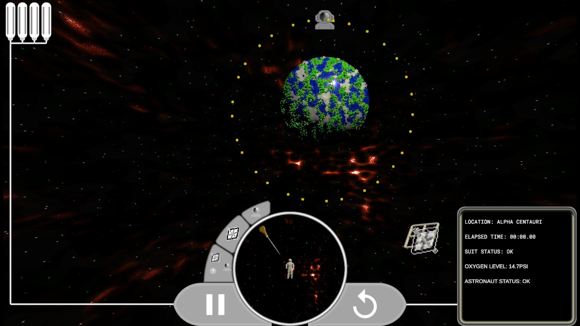 Gravity Well gameplay screenshot — Orbiting planet