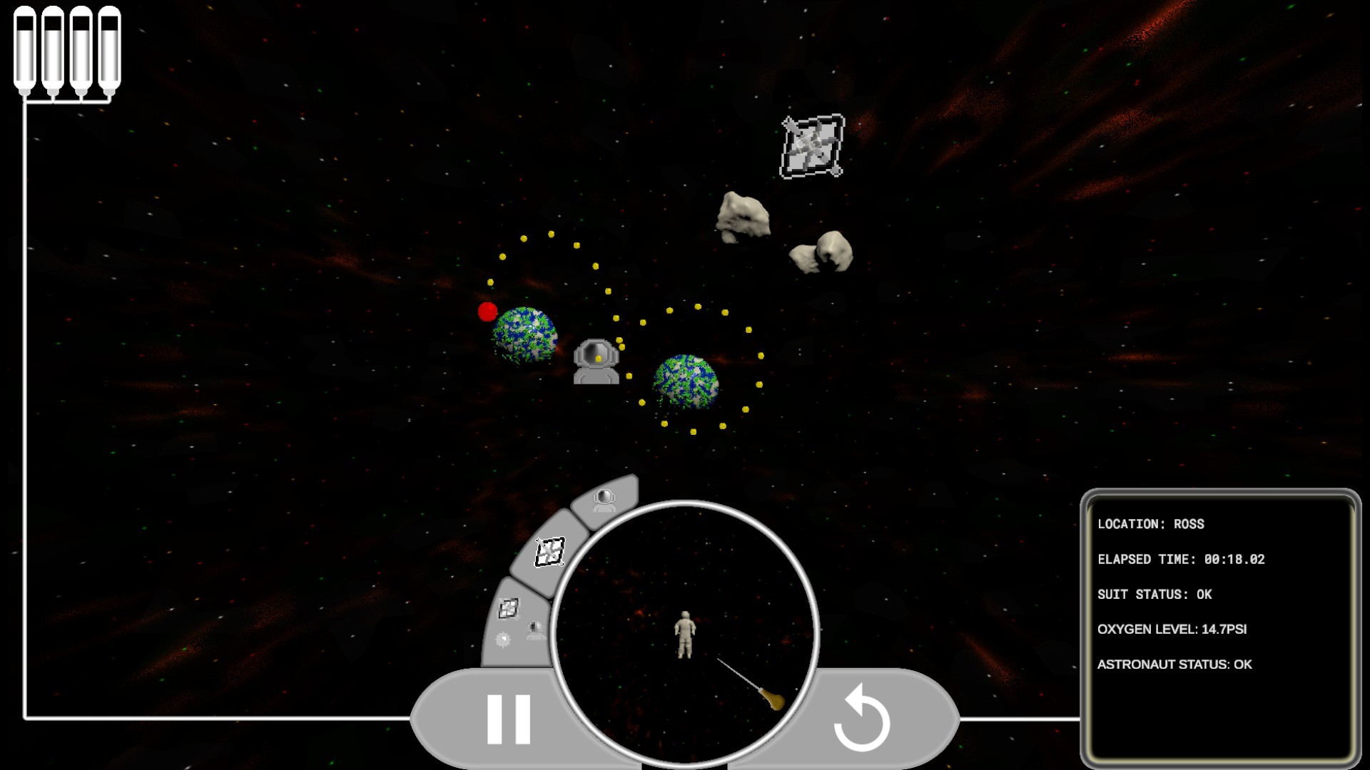Gravity Well gameplay screenshot — About to crash