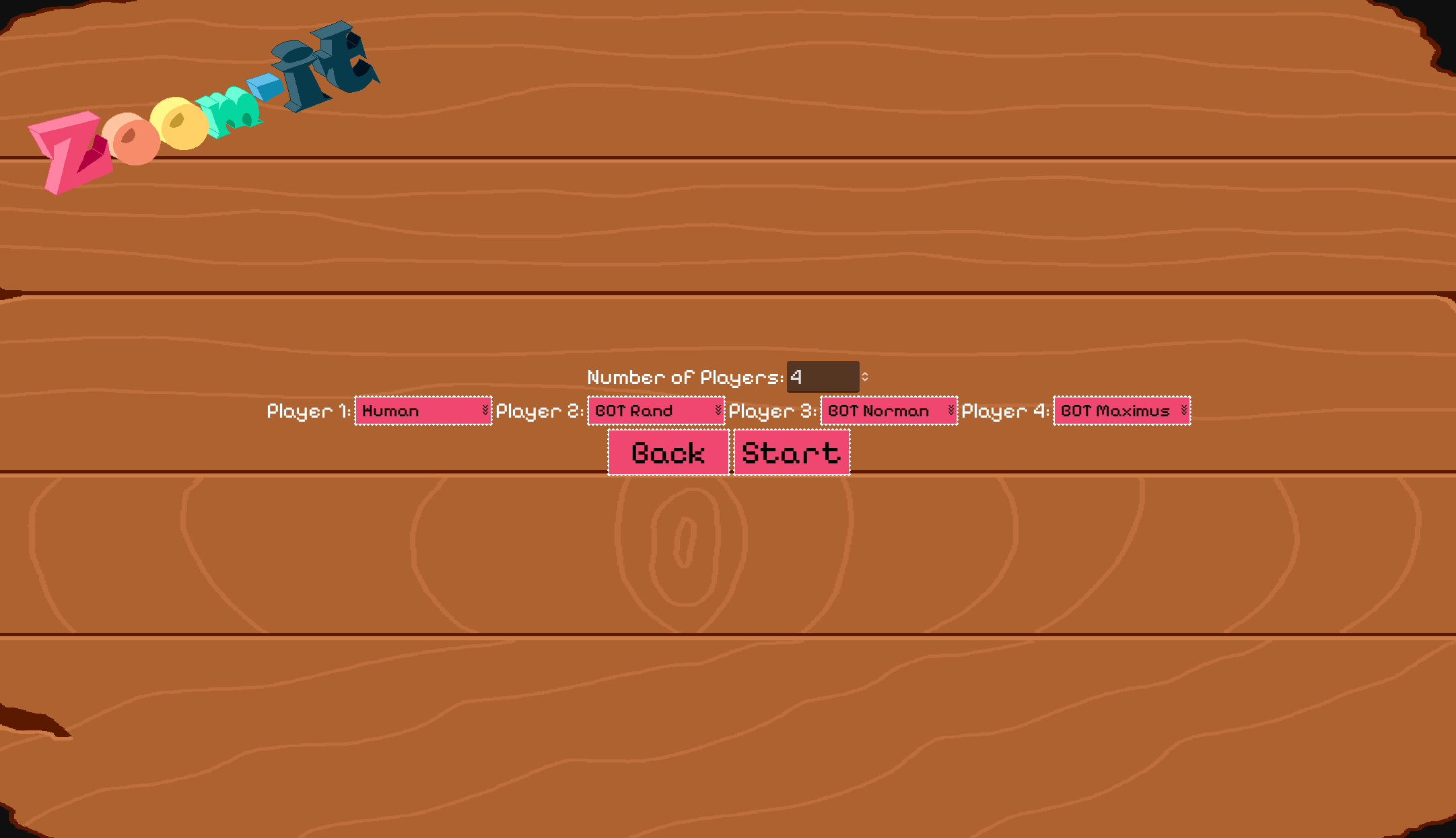 Zoom-It gameplay screenshot — Opponent select